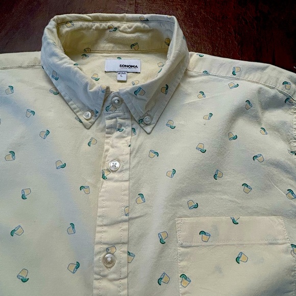 Sonoma Men’s Short Sleeve Shirt Casual Whimsy Lemonade/Cocktail Design - Picture 2 of 10